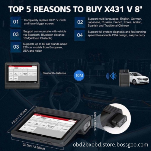 2021 Launch X431 V V4.0 8inch Tablet Wifi/Bluetooth Full System Diagnostic Tool 2 Years Free Update Online Ship from US/UK/EU